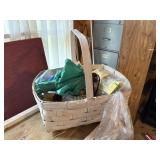 basket with roll of wire, couple heavy clamps, old