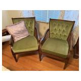 2 arm chairs green velvet , throw pillow bedroom 1