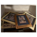 6 framed prints, box of decor , all patriotic