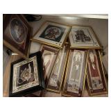 8 framed christmas prints,