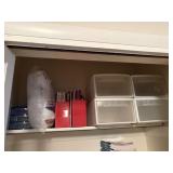 top shelf of organing containers, 1drawer