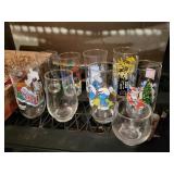 lot of drinking glasses  basement