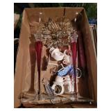 2 tall candle holders, 1 crystal top piece,