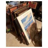 wood framed mirrors and wall art large lot