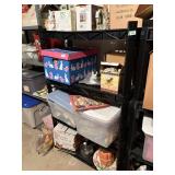 black plastic 4 shelf unit , no contents, 36'x18'x