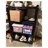 black plastic 4 shelf unit , no contents, 36'x18'x