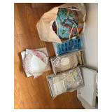 material scraps, lace doilies, and other scarves