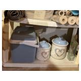 2 canisters, personal size igloo cooler  basement