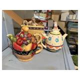 2 teapots, fruit basket tea for one, easter bunny