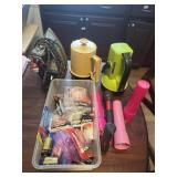 sears coffee pot , GE steam iron, batteries,