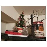 tin, halloween tree, santa ornament tree,