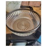 vintage cut glass bowl with silver rim  9'x 4'