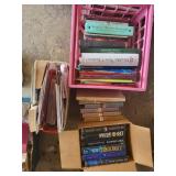 2 crates & 1 box of books, novels, cook books,
