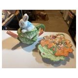 fitz & floyd cabbage easter teapot with matching