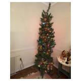 christmas tree with colored  lights and stand 7ft