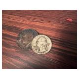 1964 kennedy half dollar and 1944 quarter