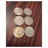 6 kenndy half dollars, 1968 to 1979