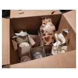 hand painted vase & drinking glasses