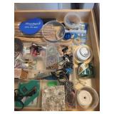 drawer of misc. sceweers, paper clips, lg magnifyg