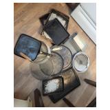 lot of 8  cookie sheets, 1griddle, pizza pans