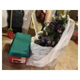 4 foot tree, all purple christmas ornament, storae