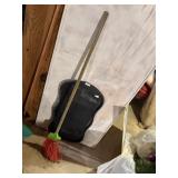 boot tray, broom, and dust pan   basement