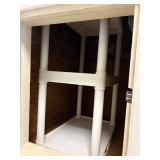 small plastic shelf 22'x 14'x 34'  laundry room