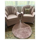 2 PINK livingroom swivel chairs, throw pillow