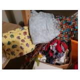 2 boxes sewing patterns, scraps, minnie mouse