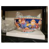 large snowman serving bowl, foam snowballs