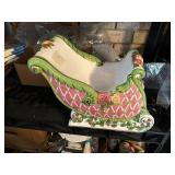 ceramic country rose sleigh  13'x 7' x 10' tall