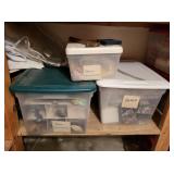 3 totes/ lids, all christmas beach ornaments