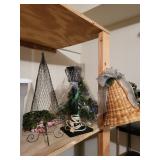 metal tree, electric lamp post, basket bell, tree