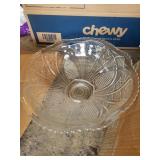 cut glass punch bowl, pedastal 12 cups, 8 extra