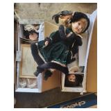 6 porcelain collectible dolls  garage