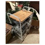 small metal cart on wheels 4 shelves, flimsy