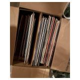 box of LP records, and victrola records,