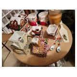 christmas set creamer, sugar, teapot, votive