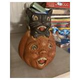 ceramic pumpkin and cat  family room