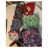 lot of purses, some quilted, christmas, crochet