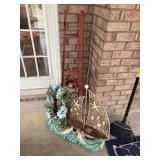 plant stand wood mermaid plaque, rattan