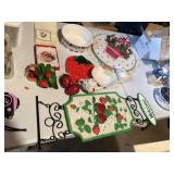strawberry themed resin welcome sign, bowls