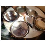 silver plated and pewter, serving trays &bowl
