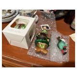 2 leprechan ornaments, christmas ornaments,