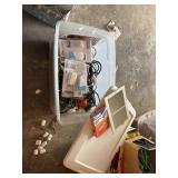 tote with lid, household electric cord, splitters