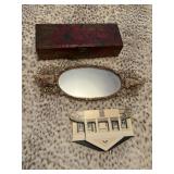 trinket box, glass mirrored jewelry tray , house
