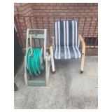 hose reel, hose, metal chair needs tlc