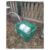 2 green recycling bins, back yard