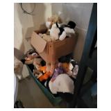large lot of stuffed animanls corner of