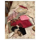 2 scarf hangers, scarves, gloves, 2 hanging